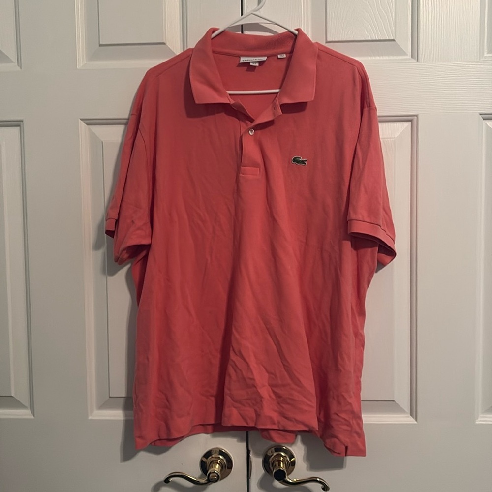 Men’s 3X Salmon colored Lacoste polo.